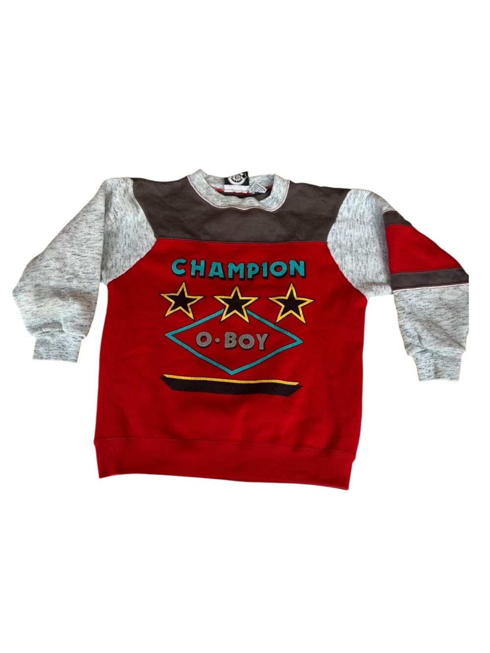 Vintage 80s Graphic Print Champion O Boy Kids Sweatshirt Size 7
